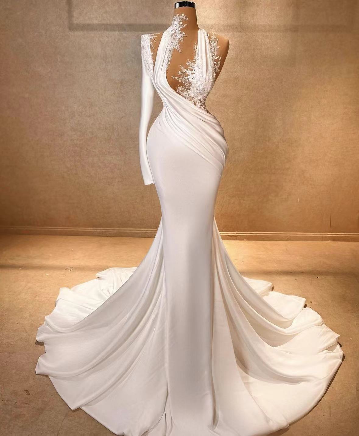 Modest Wedding Dresses, Vestidos De Novia, Elegant Wedding Dresses, Lace Applique Wedding Dress, One Shoulder Bridal Dresses, Robes De Mariage,