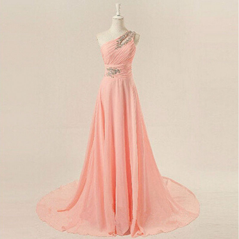 One Shoulder Pale Pink Prom Dresses, Prom Dresses 2022, Prom Dresses, Chiffon Evening Dress, Formal Party Dresses, Robe De Soirée Femme, 2023