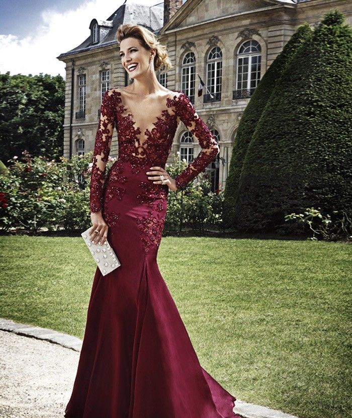 wine evening gown