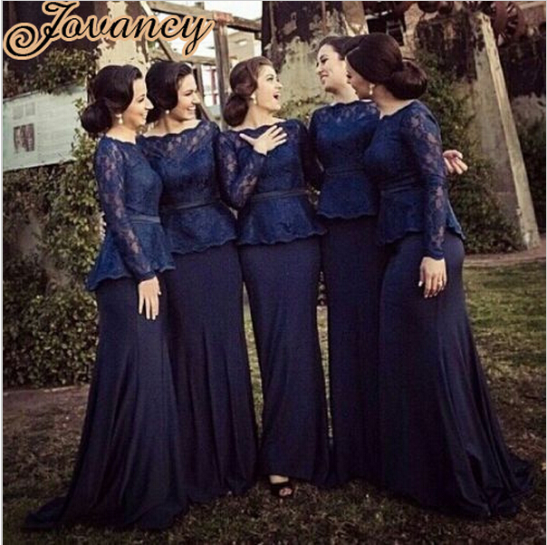 modest navy bridesmaid dresses