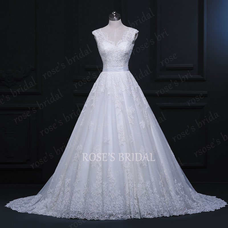 Lace Wedding Dresses, Princess Wedding Ball Gowns, V Neck Wedding Dress, Bridal Gowns, White Wedding Dress, Elegant Wedding Gowns, Custom