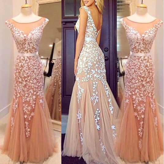 pink lace evening gown