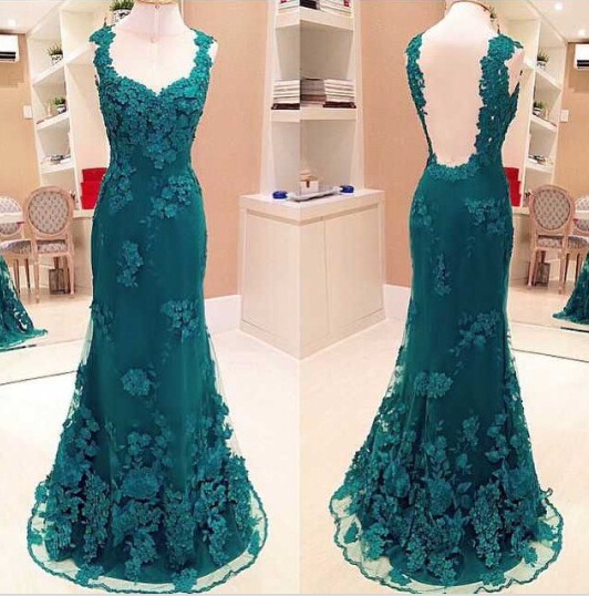 Lace Mermaid Green Evening Dress, Hunter Green Evening Dress, Long Evening Dress, Evening Gowns 2023, Formal Dresses, Backless Evening Dress,