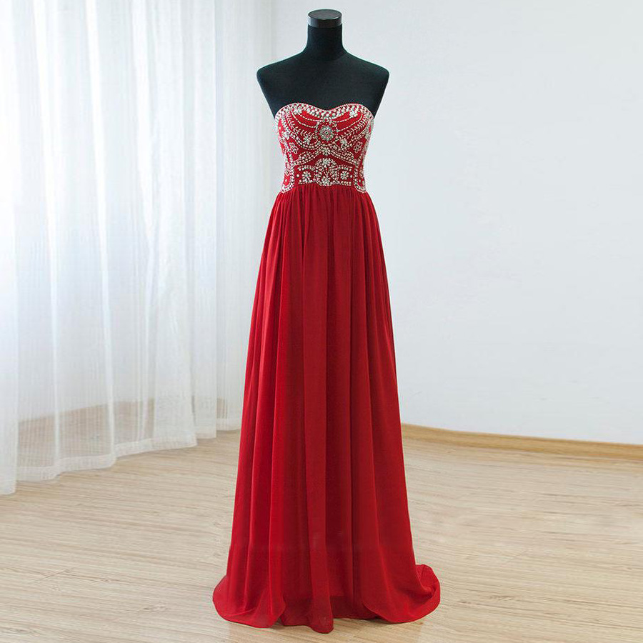 Gorgeous Red Prom Dress, Elegant Prom Dress, Long Prom Dresses, Prom Dress, Chiffon Prom Dresses, Sparkly Prom Gowns, Formal Evening Gowns,