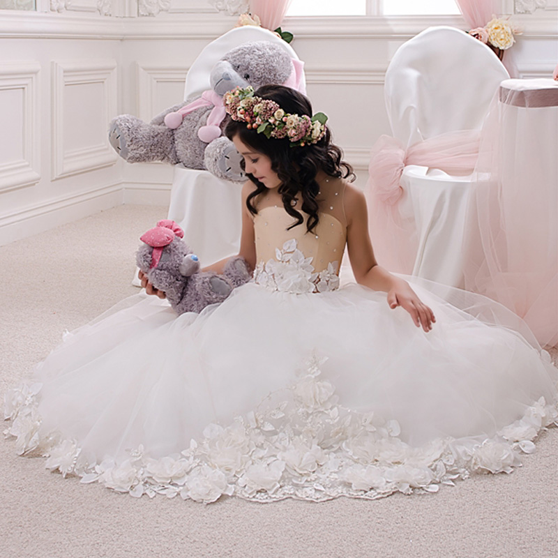 white ball gowns for little girls