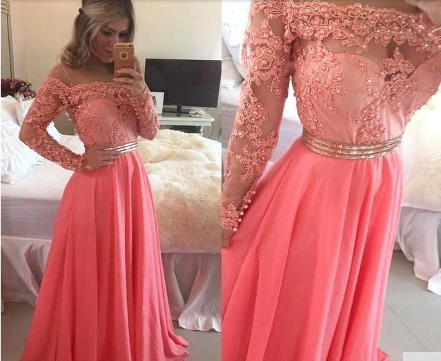 coral color formal dress
