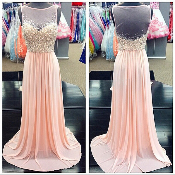 Blush Pink Prom Dress, Peals Prom Dress, Prom Dresses 2022, Chiffon Prom Dress, Elegant Prom Dress, Long Prom Dresses, Robe De Soirée Femme,