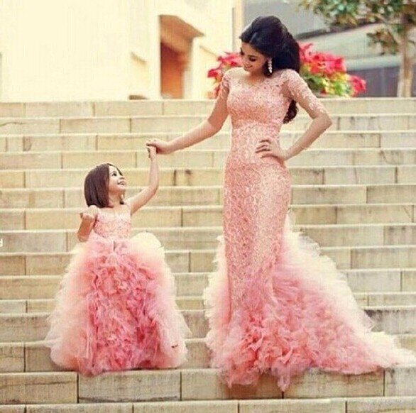 mom and daughter matching gown
