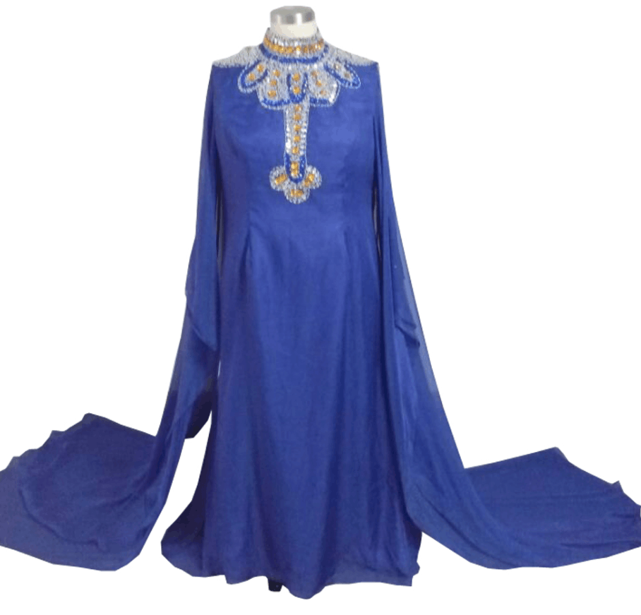 Dubai Evening Dress, Muslim Kaftan, Royal Blue Evening Dress, Rhinestones Evening Dress, Formal Party Dress, Saudi Arabia Dresses, High Neck