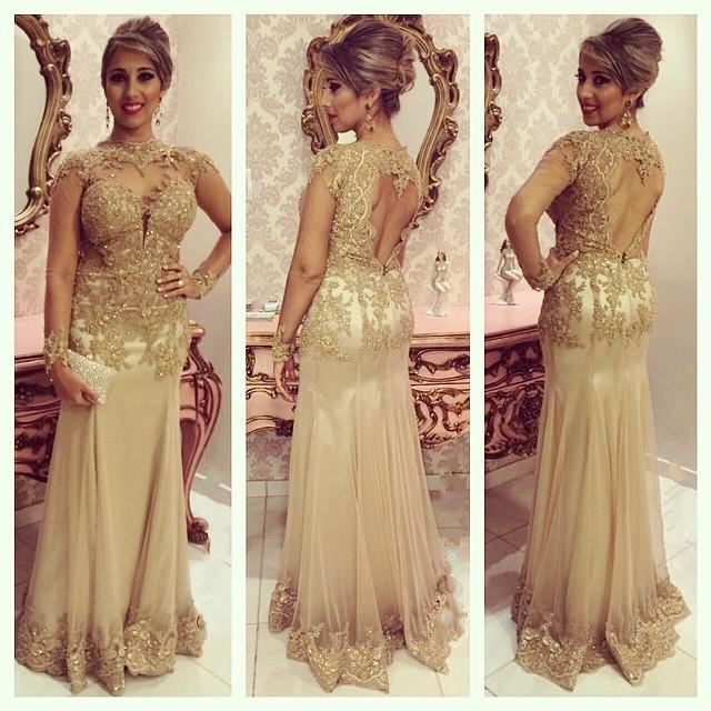 gold lace dress with sleeves