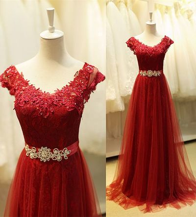 Burgundy Prom Dress, Lace Prom Dress, Beaded Prom Dress, Elegant Prom Dress, A Line Prom Dress, 2023 Prom Dresses, Tulle Prom Dress, Prom Dress,