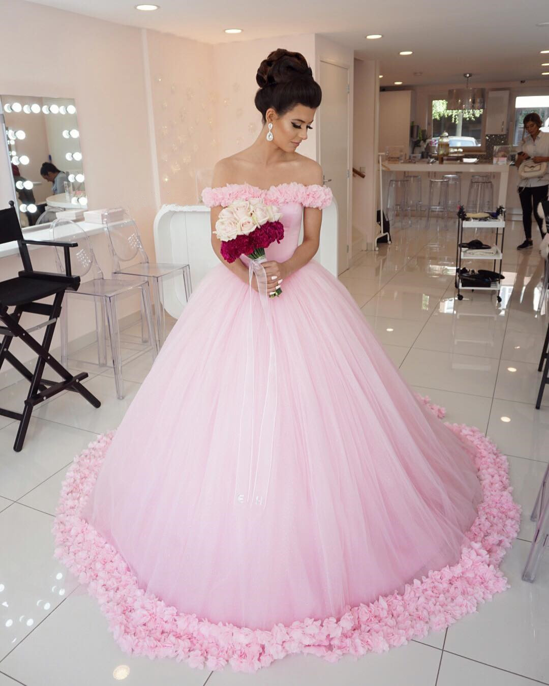 Pink Wedding Dress Princess Wedding Dress Elegant Wedding Dress Soft