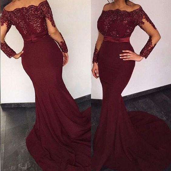 burgundy long dresses cheap