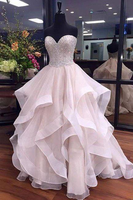 Tiered Prom Dress, Beaded Prom Dress, Graduation Dresses, A Line Prom Dress, Tulle Prom Dress, Prom Ball Gown, Boho Ball Gown, Floor Length Prom