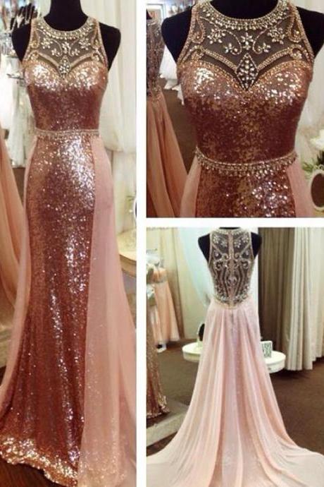Rose Gold Sequin Evening Dress, Dusty Pink Evening Dress, Detachable Skirt Evening Dress, Evening Dresses Long, Luxury Evening Dress, Vestido De