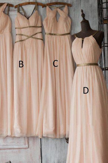 Pink Bridesmaid Dress, Mismatched Bridesmaid Dress, Bridesmaid Dresses Long, Cheap Bridesmaid Dress, Wedding Party Dress, Chiffon Bridesmaid Dress, Custom Bridesmaid Dress, A Line Bridesmaid Dress