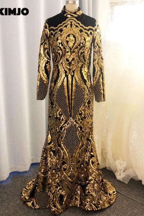 Black And Gold Evening Dress, Sparkly Evening Dress, Mermaid Evening Dress, Vestido De Festa De Longo, Robe De Soiree, Mother Of The Bride