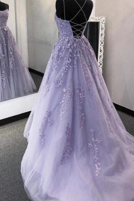 Purple Prom Dresses, Lace Applique Prom Dresses, Elegant Prom Dress, Pageant Dresses For Women, Prom Dresses, Lavender Prom Dresses, Vestido De