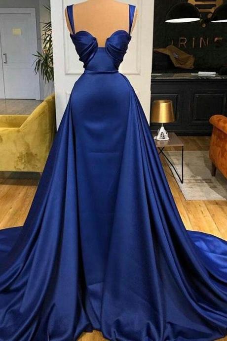royal blue prom dresses, simple prom dress, detachable skirt prom dresses, 2022 prom dresses, prom dresses long, 2023 prom dress, robe de soiree, satin prom dresses, elegant prom dresses