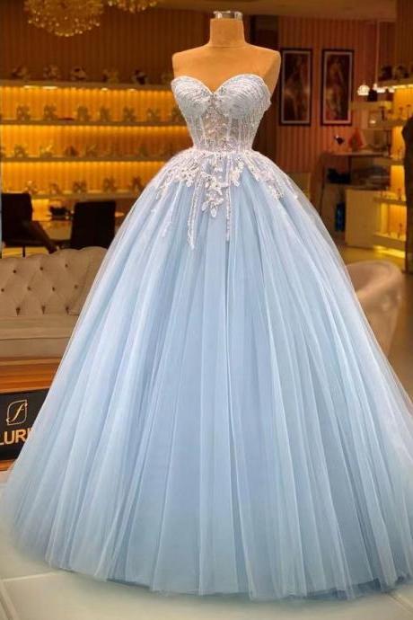 Blue Prom Dresses, Lace Applique Prom Dress, Beaded Prom Dress, Vestido De Fiesta, Elegant Prom Dresses, Real Photo Prom Dress, 2023 Prom