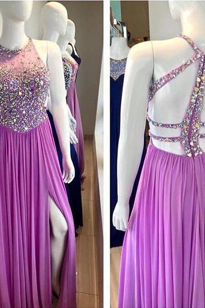 Beaded Prom Dresses, Halter Prom Dress, Purple Prom Dresses, A Line Prom Dress, Chiffon Prom Dresses, Elegant Prom Dresses, Vestidos De Fiesta,