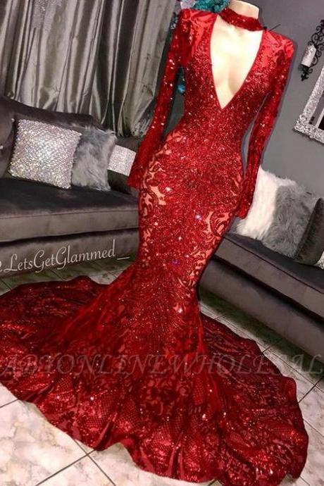 Red Evening Dresses, Sparkly Evening Dress, Modest Evening Dresses, Sequin Applique Evening Dress, Formal Party Dresses, Evening Dresses Long,