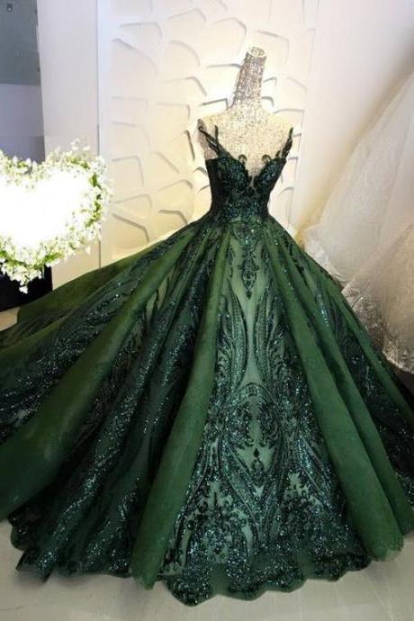 Dark Green Prom Dress, Quinceanera Dresses For Women, Sparkly Prom Dresses, Vestido De Graduacion, Prom Ball Gown, Luxury Prom Dresses, 2024 Prom