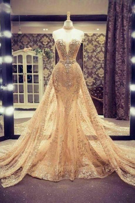 Detachable Skirt Prom Dress, Champagne Prom Dress, Sparkly Prom Dress, Beaded Prom Dress, Elegant Prom Dress, Prom Gown, Vestido De Fiesta, 2023