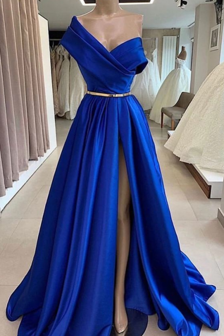One Shoulder Prom Dresses, Royal Blue Prom Dress, Satin Prom Dress, Prom Dresses 2023, 2024 Prom Dresses, Vestidos De Graduacion, Simple Prom
