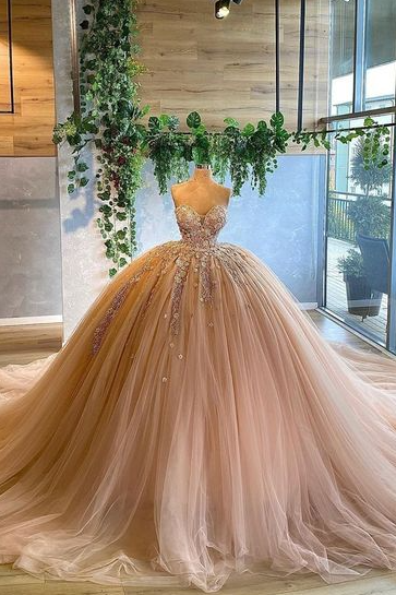 champagne prom dress, ball gown prom dresses, sweetheart neck prom dress, elegant prom dress, 2022 prom dresses, robes de cocktail, prom dresses 2021, luxury prom dress