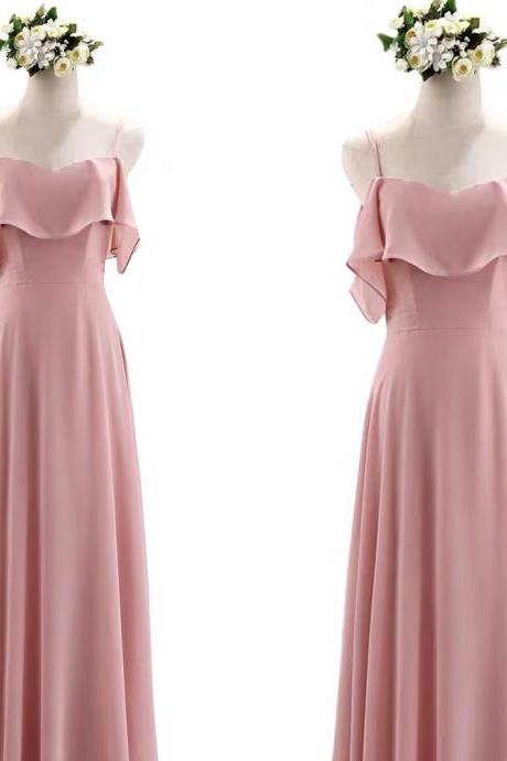 Pink Formal Dress, Off The Shoulder Formal Dress, Chiffon Evening Dress, A Line Formal Dress, Simple Evening Dress, Vestidos De Noche, Robe De
