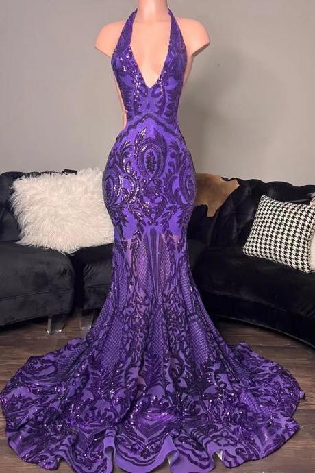 purple prom dresses, mermaid prom dresses, custom make evening dresses, fashion prom dresses, halter prom dresses, sparkly formal dresses, new arrival formal dresses, abendkleider, vestidos de noche