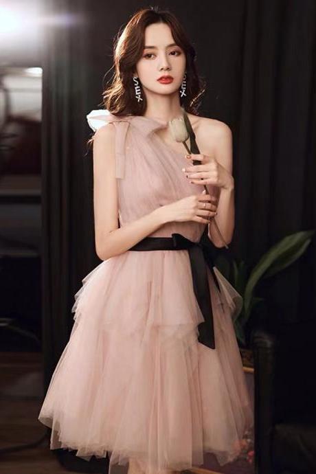 One Shoulder Prom Dress, Short Prom Dresses, Rose Pink Prom Dresses, Tulle Prom Dresses, Robes De Cocktail, Homecoming Dresses Short, 2024 Prom