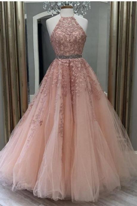 halter prom dresses, lace applique prom dress, pink prom dresses, beaded prom dresses, robes de cocktail, a line prom dresses, prom gown, evening dresses long, cheap prom dresses, pageant dresses for women, women fashion 