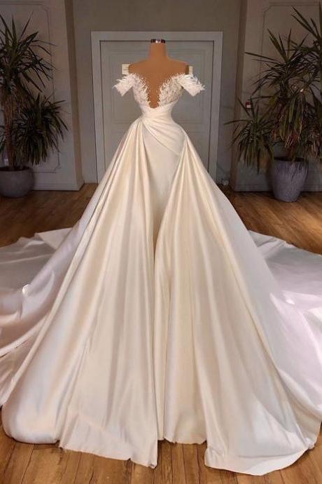 Robe De Mariage, Elegant Wedding Dresses, White Bridal Dresses, Satin Dress, Vestidos De Novia, Lace Wedding Dresses, Wedding Gown, Boho Wedding