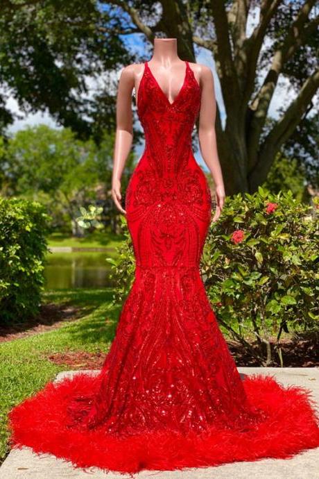 Halter Evening Dress, Red Evening Dresses, Abendkleider, Vestidos De Fiesta, Sparkly Evening Dresses, Feather Prom Dresses, Luxury Evening Dress,