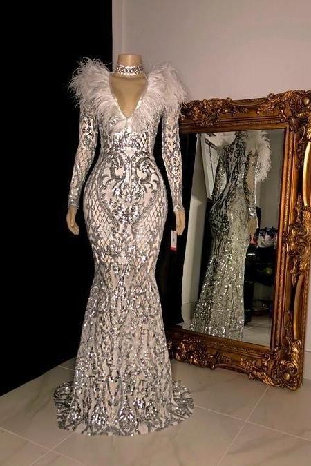 Silver Evening Dress, Sparkly Evening Dresses, Robe De Soiree, Formal Party Dresses, Feather Evening Dresses, Abendkleider, Formal Dresses,