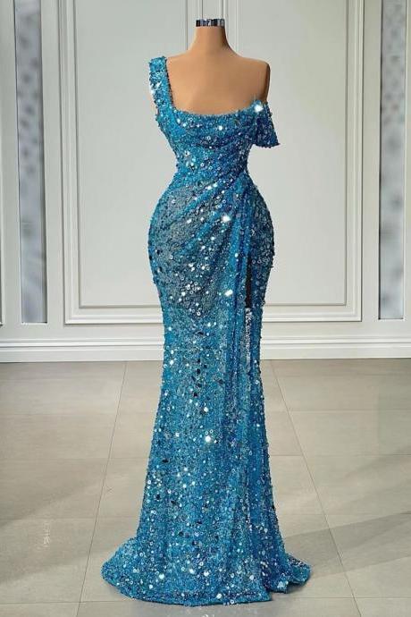 Vestidos De Fiesta, Sparkly Evening Dresses, Glitter Formal Dresses, Blue Evening Dress, Sexy Formal Party Dresses, Mermaid Evening Dress,