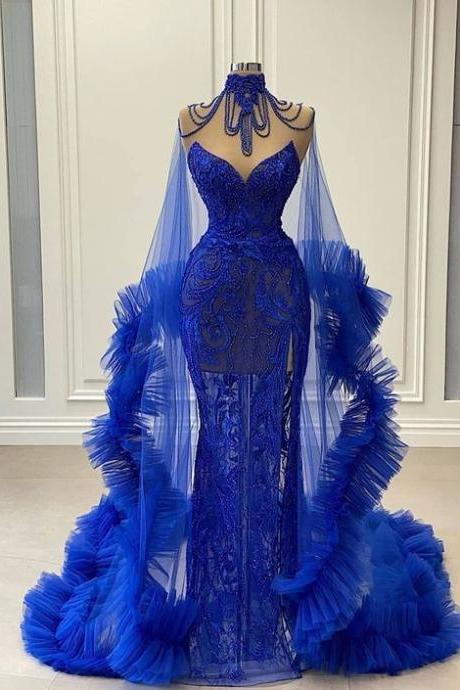 dubai fashion prom dresses, royal blue prom dresses, robe de soiree, elegant prom dresses, lace applique prom dresses, muslim prom dresses, dubai caftan, mermaid prom dresses, elegant evening dresses for women