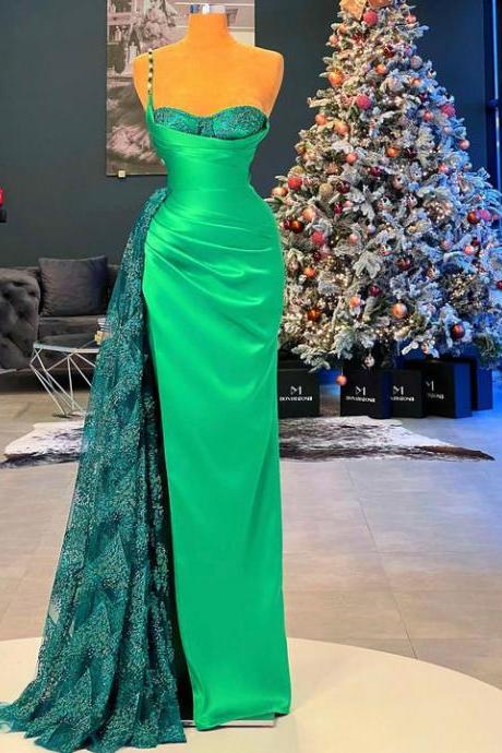 Lace Prom Dresses, Sexy Party Dresses, Sweetheart Neck Prom Dresses, Evening Dresses Long, Green Evening Dress, Lace Applique Evening Dresses,