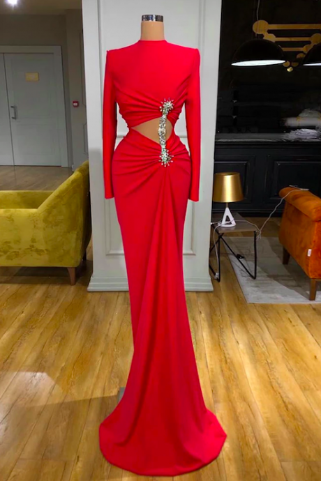 Red Evening Dress, Sexy Formal Dresses, Beaded Evening Dresses, Modest Evening Dress, Abendkleider, Simple Prom Dresses, Robe De Soiree Femme,