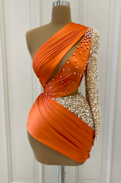Orange Evening Dress, Evening Dresses Short, Vestidos De Fiesta De Curto, Beaded Evening Dress, Cocktail Dresses, Party Dresses, Vestidos De