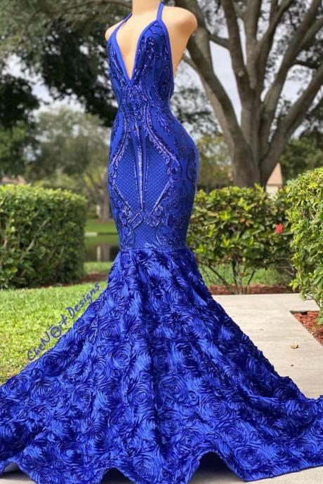 Halter Evening Dress, Royal Blue Evening Dresses, Abendkleider, Sparkly Applique Evening Dresses, Vestidos De Fiesta, Evening Dresses 2023, 2024