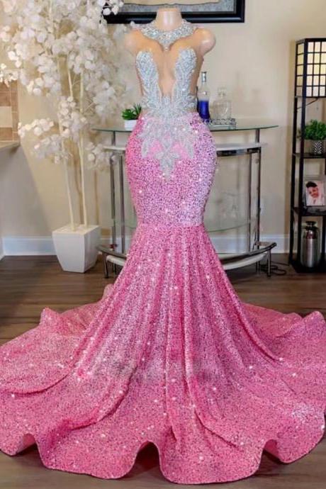 Formal Occasion Dresses, Mermaid Prom Dresses, Pink Prom Dress, Glitter Evening Dresses, Custom Make Prom Dresses, Abendkleider 2023, Elegant