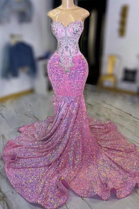 African Prom Dresses, Custom Prom Dresses, Pink Prom Dresses, Mermaid Evening Dresses, Formal Occasion Dresses, Lace Applique Evening Dresses,