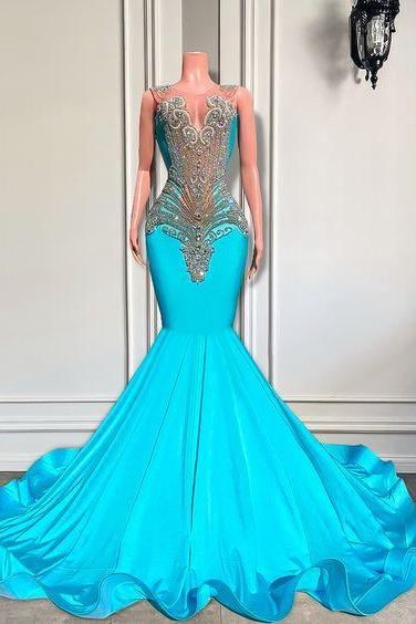 Blue Prom Dresses, Crystals Prom Dresses, Birthday Dress For Women Luxury 2023, Gorgeous Evening Dress, Formal Occasion Dresses, Prom Dresses
