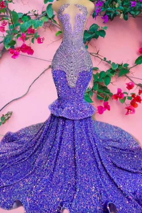 Luxury Prom Dresses, Purple Prom Dresses, Lavender Prom Dresses, Crystals Prom Dresses, Cocktail Dresses, Prom Dresses 2023, Mermaid Prom