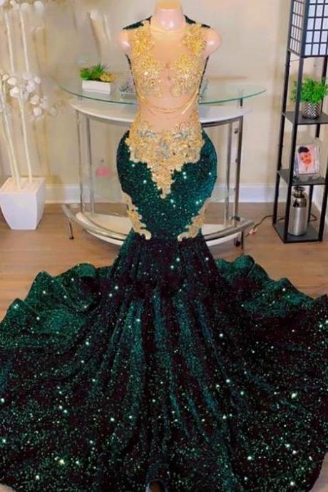 Emerald Green Prom Dresses, Gold Lace Prom Dresses, Sparkly Prom Dresses, Glitter Evening Dresses, Elegant Evening Dresses, 2024 Fashion Party Dresses, Prom Dresses Long, O Neck Prom Dresses, Vestidos De Fiesta Elegantes Para Mujer 2023, Prom Dresses for Black Girls