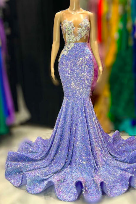 Fashion Prom Dresses, Lavender Prom Dresses, Vestidos De Fiesta, Glitter Evening Dresses, Purple Prom Dress, Lace Applique Prom Dresses, Modest