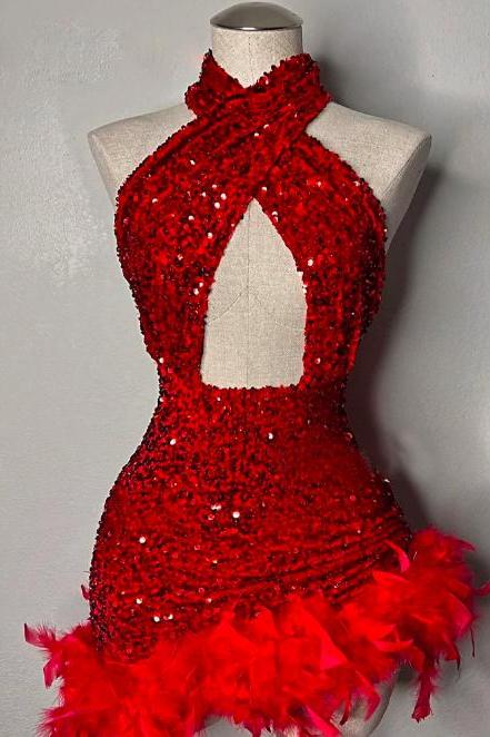 Red Prom Dresses, Cocktail Dresses, Glitter Prom Dresses, Homecoming Dresses Short, Vestidos De Graduacion, Sparkly Prom Dresses, Halter Prom